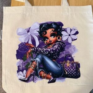 Purple Graphic Tote Bag with Betty boop